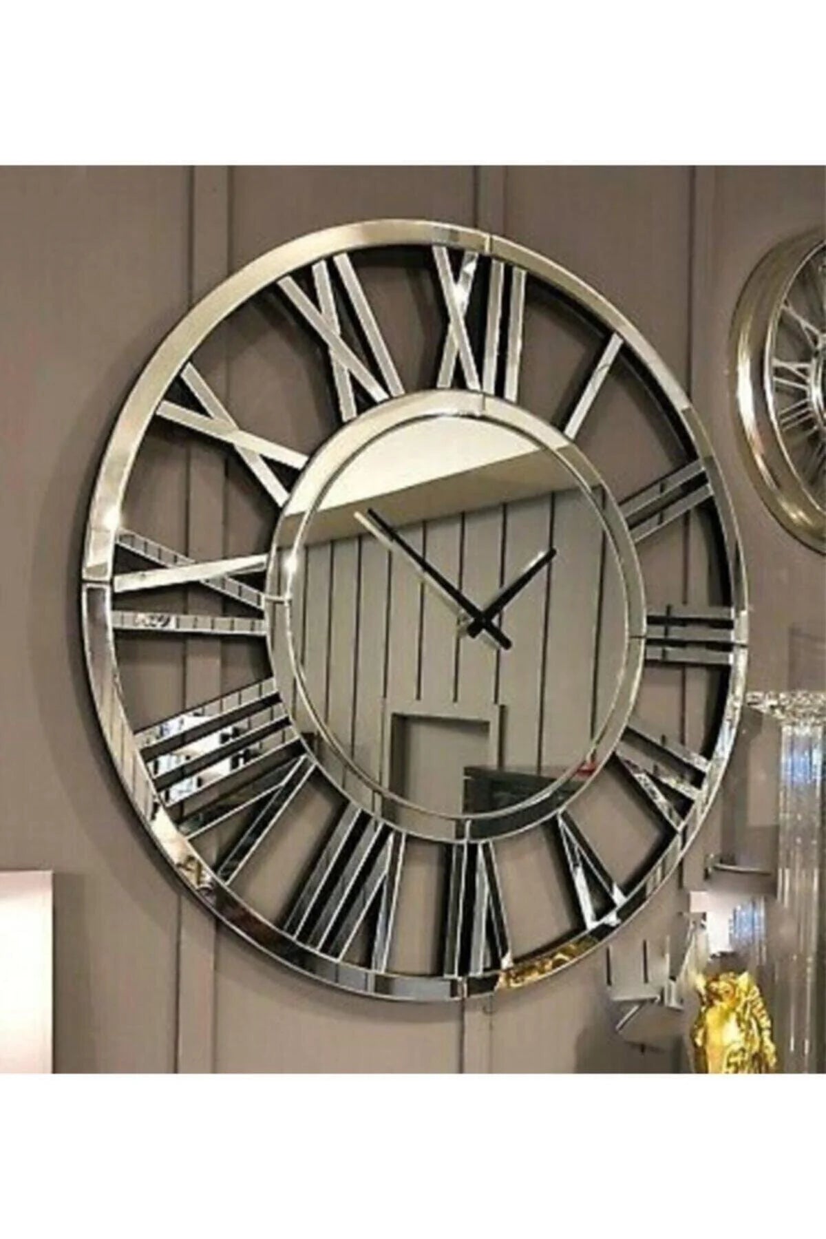 Large Size Decorative Vip Mirrored Wall Clock 50 Cm