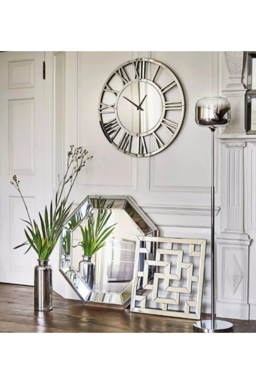 Large Size Decorative Vip Mirrored Wall Clock 50 Cm