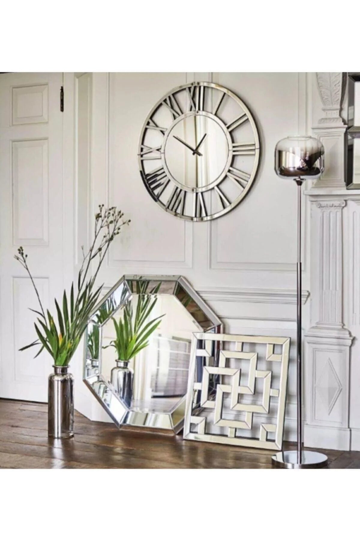 Large Size Decorative Vip Mirrored Wall Clock 50 Cm
