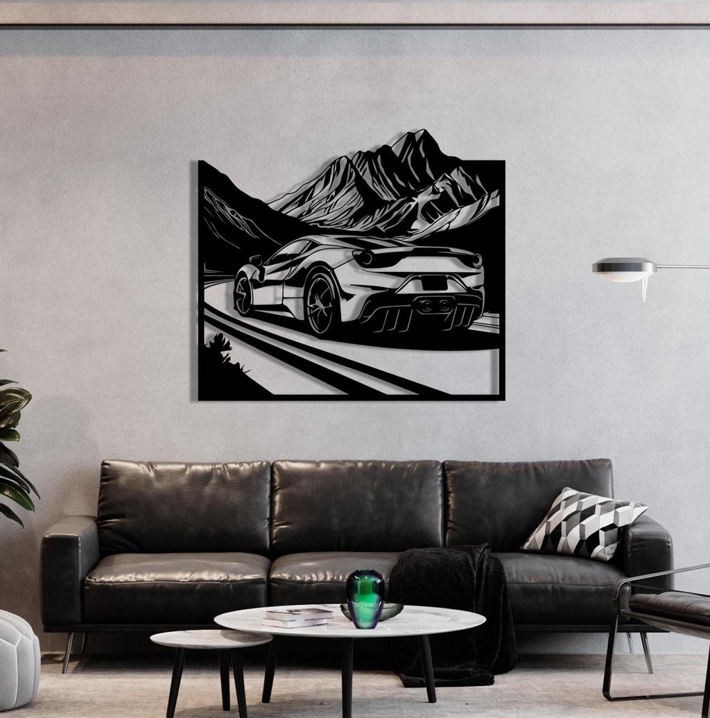 🏎️ Modern Car Wall Art – 3D Racing Silhouette Decor