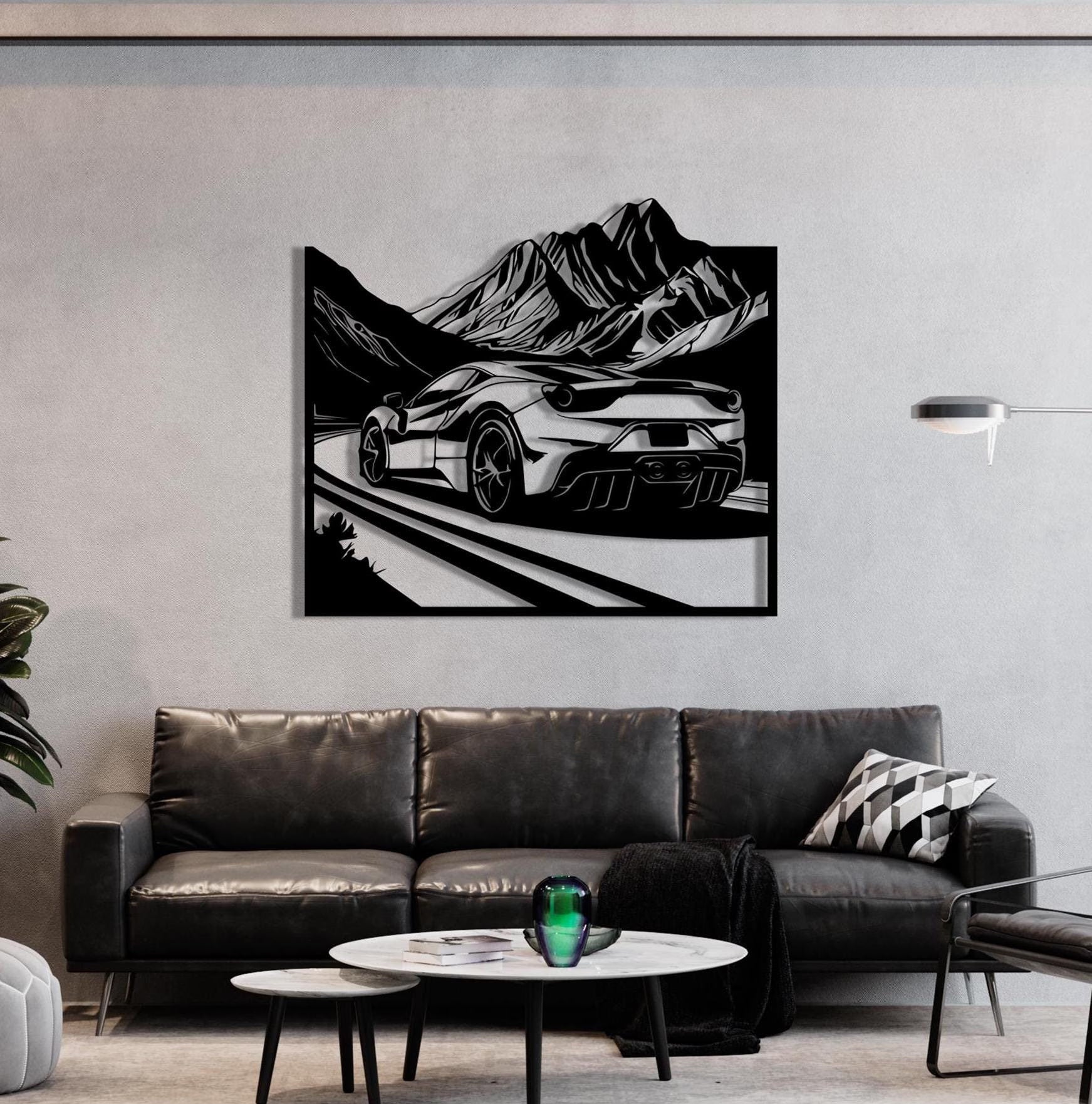 🏎️ Modern Car Wall Art – 3D Racing Silhouette Decor