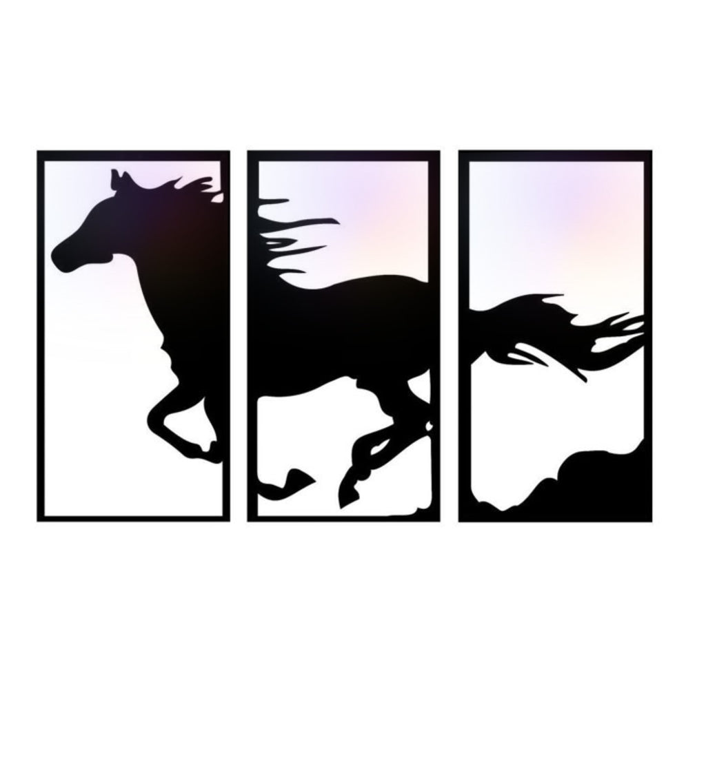 Gallop of Freedom: Modern 3-Panel Horse Wall Art