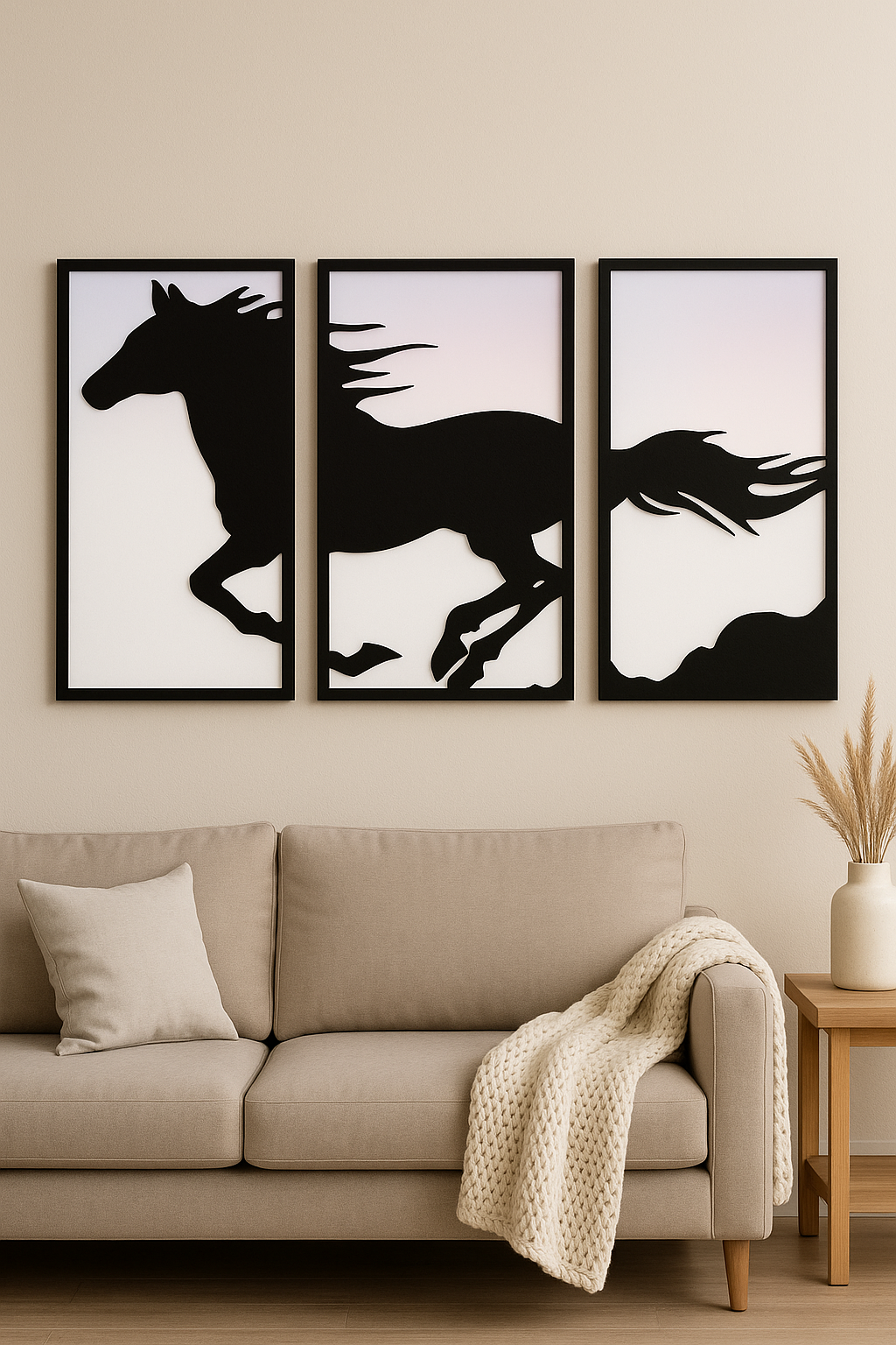 Gallop of Freedom: Modern 3-Panel Horse Wall Art